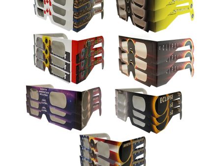 Souvenir Eclipse Glasses  Supreme Assortment  - 21 pair - AAS & CE Approved - ISO Certified Safe for all solar eclipses - 7 styles (3 each) - NEW Online